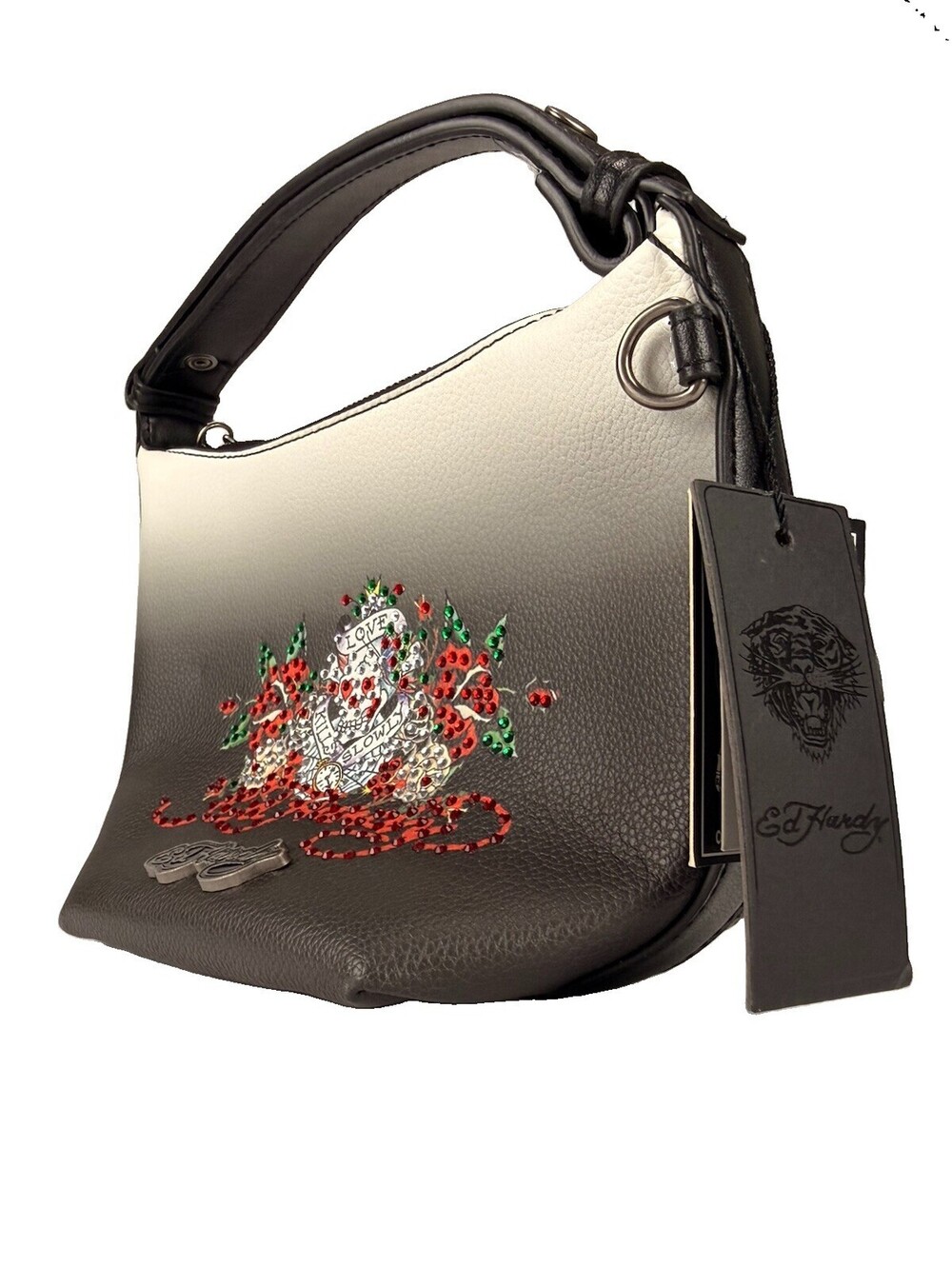 Ed Hardy Love Kills Slowly Ombre Rhinestone Mini Hobo Crossbody Bag NWT Y2K